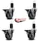 Service Caster 3.5'' Gray Poly Swivel 1-5/8'' Expanding Stem Caster Set with Brake, 4PK SCC-EX20S3514-PPUB-PLB-158-4 - alternate 3